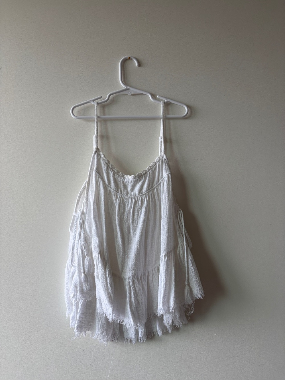 aerie White Tiered Spaghetti Strap Camisole